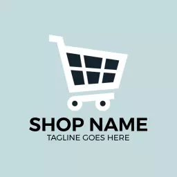 Modern Light Blue Shopping Cart Design for Retail Shop Logo Template