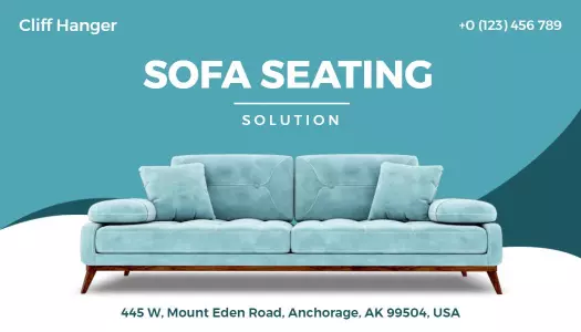 Modern Light Blue Sofa Seating Upholstery Business Card Template