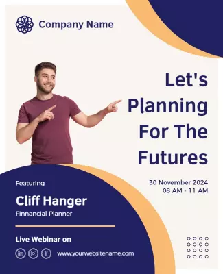 Modern Light Blue Webinar Financial Planning Poster Template
