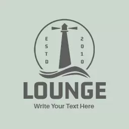 Modern Light Green Lighthouse Design for Relaxing Lounge Logo Template