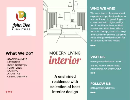 Modern Living Interior Design Furniture Brochure Template