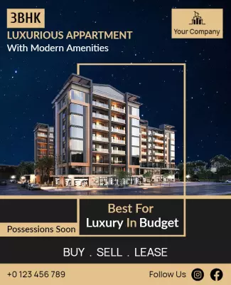 Modern Luxury Apartment Listing with Amenities Flyer Template