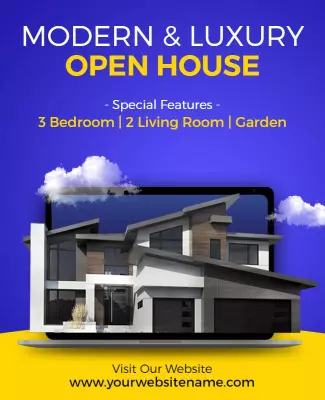 Modern Luxury Open House with Virtual Tour Poster Template