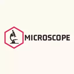 Modern Microscope Design Featuring Analyzing Science Logo Template