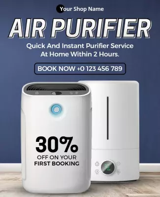 Modern Minimalist Air Purifier Service Discount Poster Template
