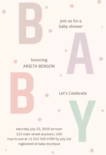 Modern Minimalist Baby Shower Celebration Invitation Template