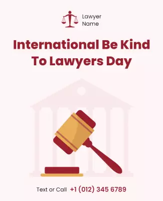 Modern Minimalist Be Kind to Lawyers Day Poster Template