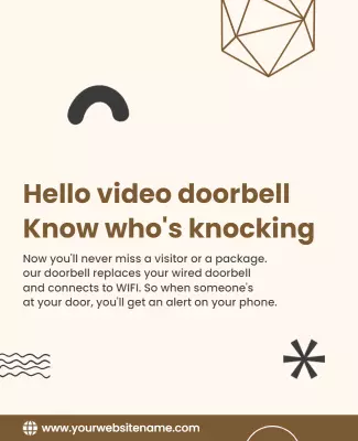 Modern Minimalist Brown Video Doorbell Alert System Poster Template