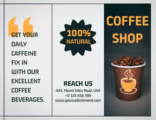 Modern Minimalist Coffee Shop Menu and Caffeine Offer Brochure Template