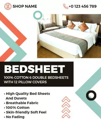 Modern Minimalist Cotton Bedsheet Set Promotional Poster Template