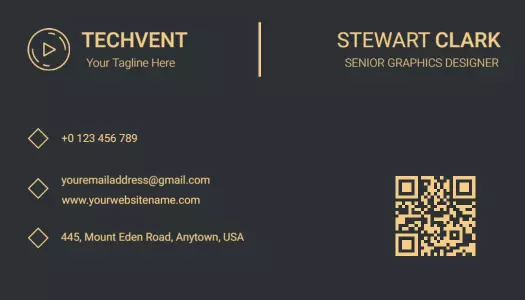 Modern Minimalist Dark Theme Graphics Designer Business Card Template
