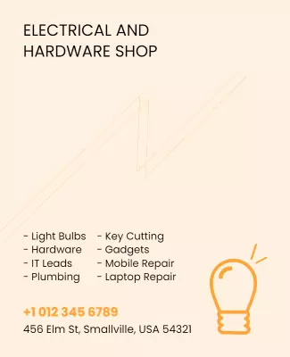 Modern Minimalist Electrical Hardware Shop Services Poster Template