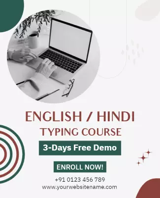 Modern Minimalist English Hindi Typing Course Poster Template