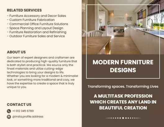 Modern Minimalist Furniture Design Services Brochure Template