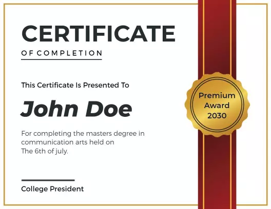 Modern Minimalist Gold Academic Achievement Certificate Template