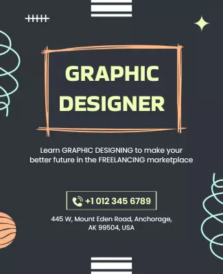 Modern Minimalist Graphic Designer Freelancing Poster Template