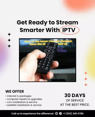 Modern Minimalist IPTV Streaming Services Offer Poster Template