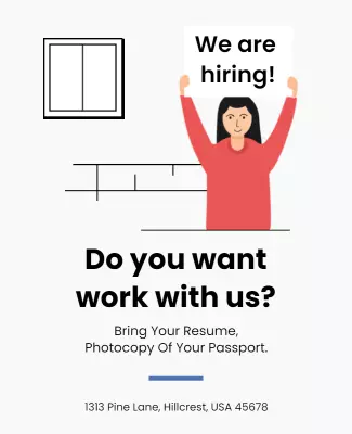 Modern Minimalist Job Hiring Announcement Poster Template
