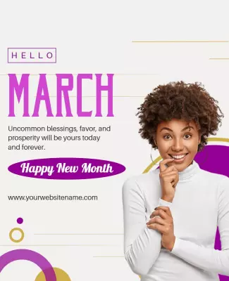 Modern Minimalist March New Month Celebration Poster Template