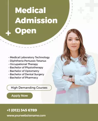 Modern Minimalist Medical Admission Open Courses Poster Template