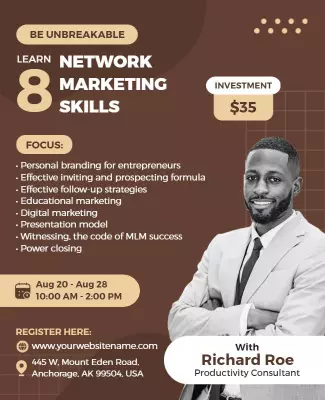 Modern Minimalist Network Marketing Skills Workshop Poster Template