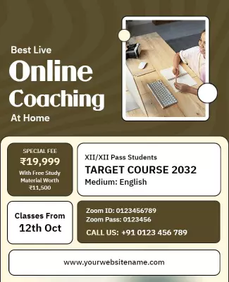 Modern Minimalist Online Coaching Home Class Poster Template