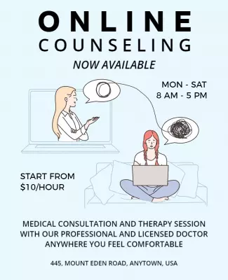 Modern Minimalist Online Counseling Service Poster Template