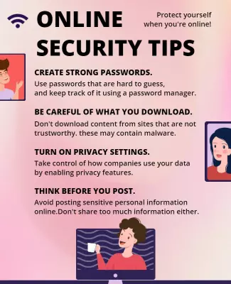 Modern Minimalist Online Security Tips Awareness Poster Template