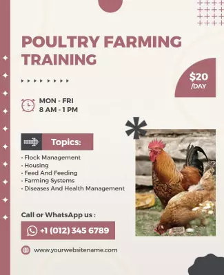 Modern Minimalist Poultry Farming Training Workshop Poster Template