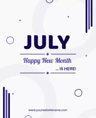 Modern Minimalist Purple July New Month Announcement Poster Template