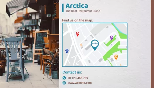 Modern Minimalist Restaurant Location Map Business Card Template