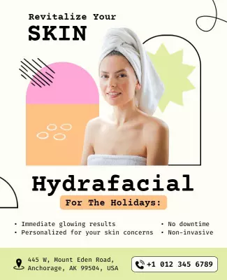 Modern Minimalist Skincare Hydrafacial Holiday Poster Template