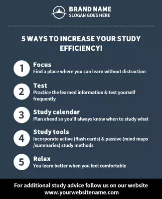 Modern Minimalist Study Efficiency Tips Poster Template