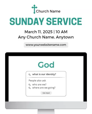 Modern Minimalist Sunday Service Invitation Flyer Template