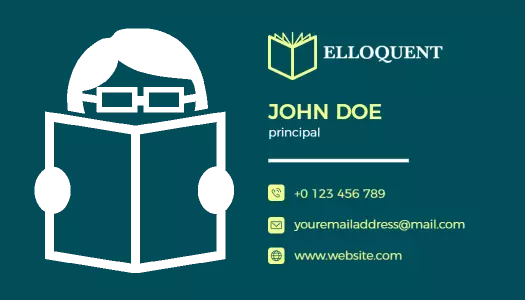 Modern Minimalist Teal Education Professional Business Card Template