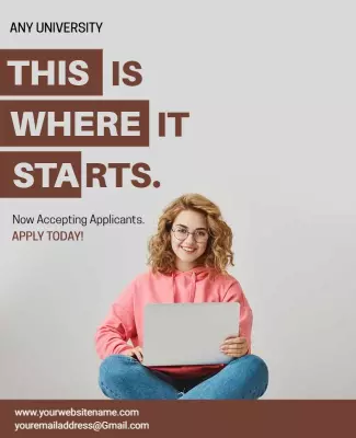 Modern Minimalist University Enrollment Announcement Poster Template