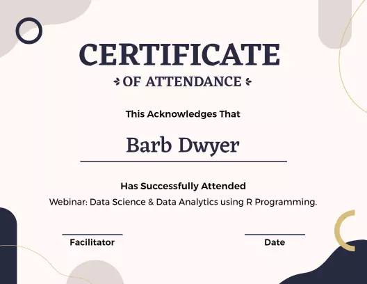 Modern Minimalist Webinar Attendance Certificate Template
