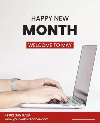 Modern Minimalist Welcoming May New Month Poster Template