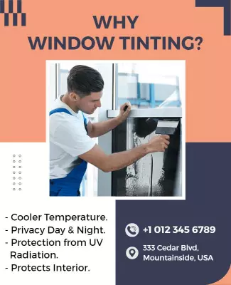 Modern Minimalist Window Tinting Benefits Information Poster Template