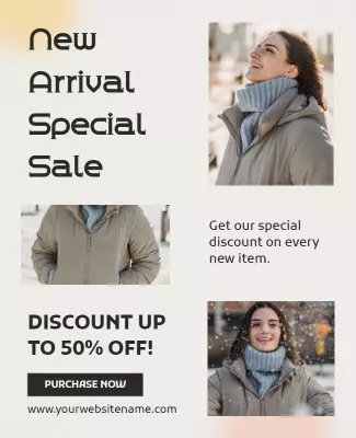 Modern Minimalist Winter Clothing Sale Poster Template