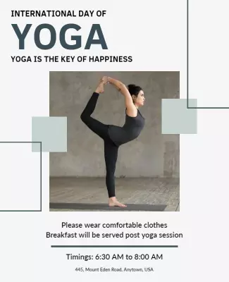 Modern Minimalist Yoga Day Wellness Event Poster Template