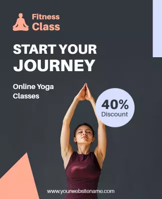 Modern Minimalist Yoga Fitness Class Discount Poster Template