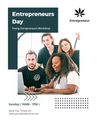 Modern Minimalist Young Entrepreneurs Workshop Poster Template