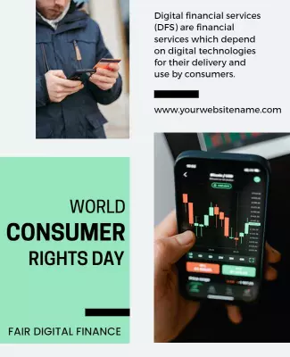 Modern Mint Green Digital Finance Awareness Poster Template