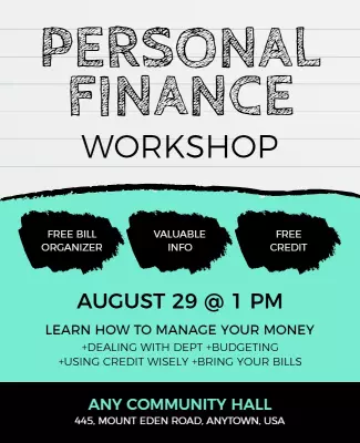 Modern Mint Green Personal Finance Workshop Poster Template