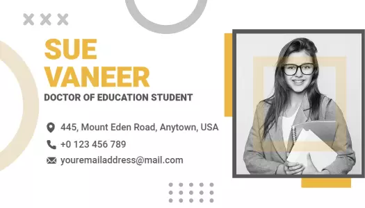 Modern Monochrome Geometric Design Education Student Business Card Template