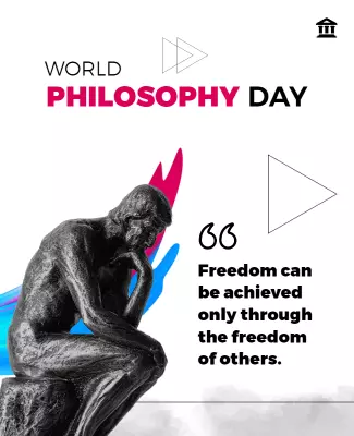 Modern Monochrome World Philosophy Day Inspirational Poster Template