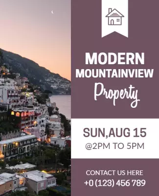 Modern Mountain View Real Estate Open House Poster Template