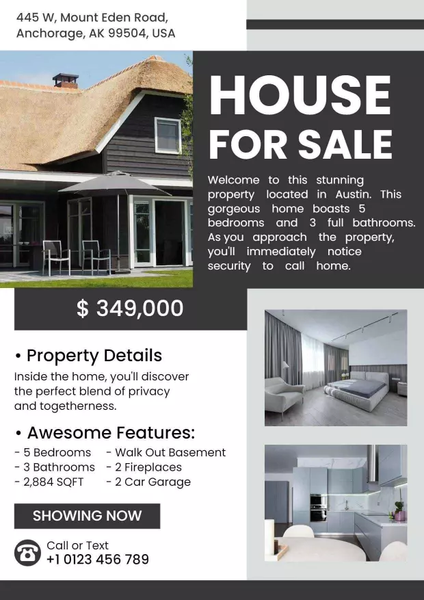 Modern Newly Built House for Sale A4 Flyer Template