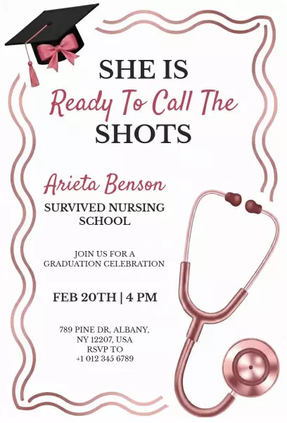 Modern Nursing Graduation Celebration Invitation Template